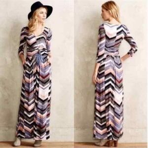 Maeve Anthropologie Novela Chevron Maxi Dress M